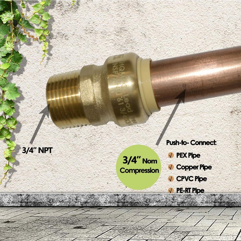 HQMPC Pex Fittings 3/4" inch Straight Coupling Push Fit PEX Fitting, Push-to-Connect Copper, CPVC, No Pb Brass Plumbing Fit (12 PCS, 3/4 Inch) - Image 2